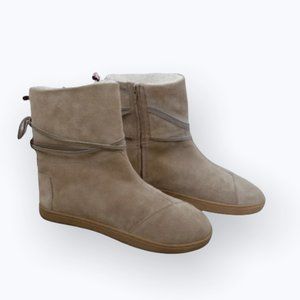 Toms Raw Leather Moccasin Booties w/ Faux Fur Lining | Size*